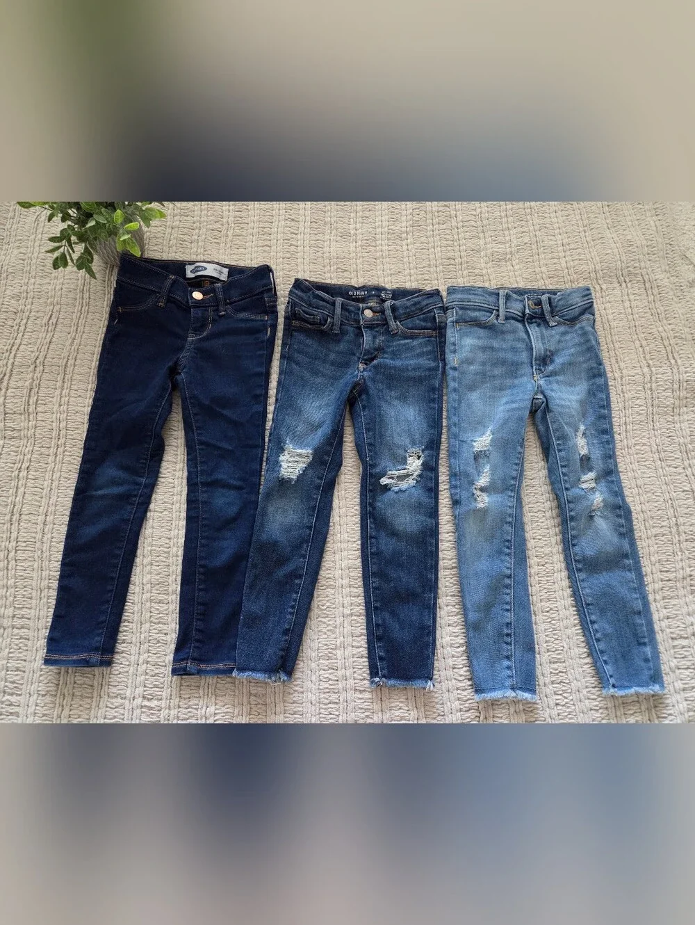 Old Navy Kids Skinny Jeans Trio in Dark Blue, Medium Blue, Light Blue